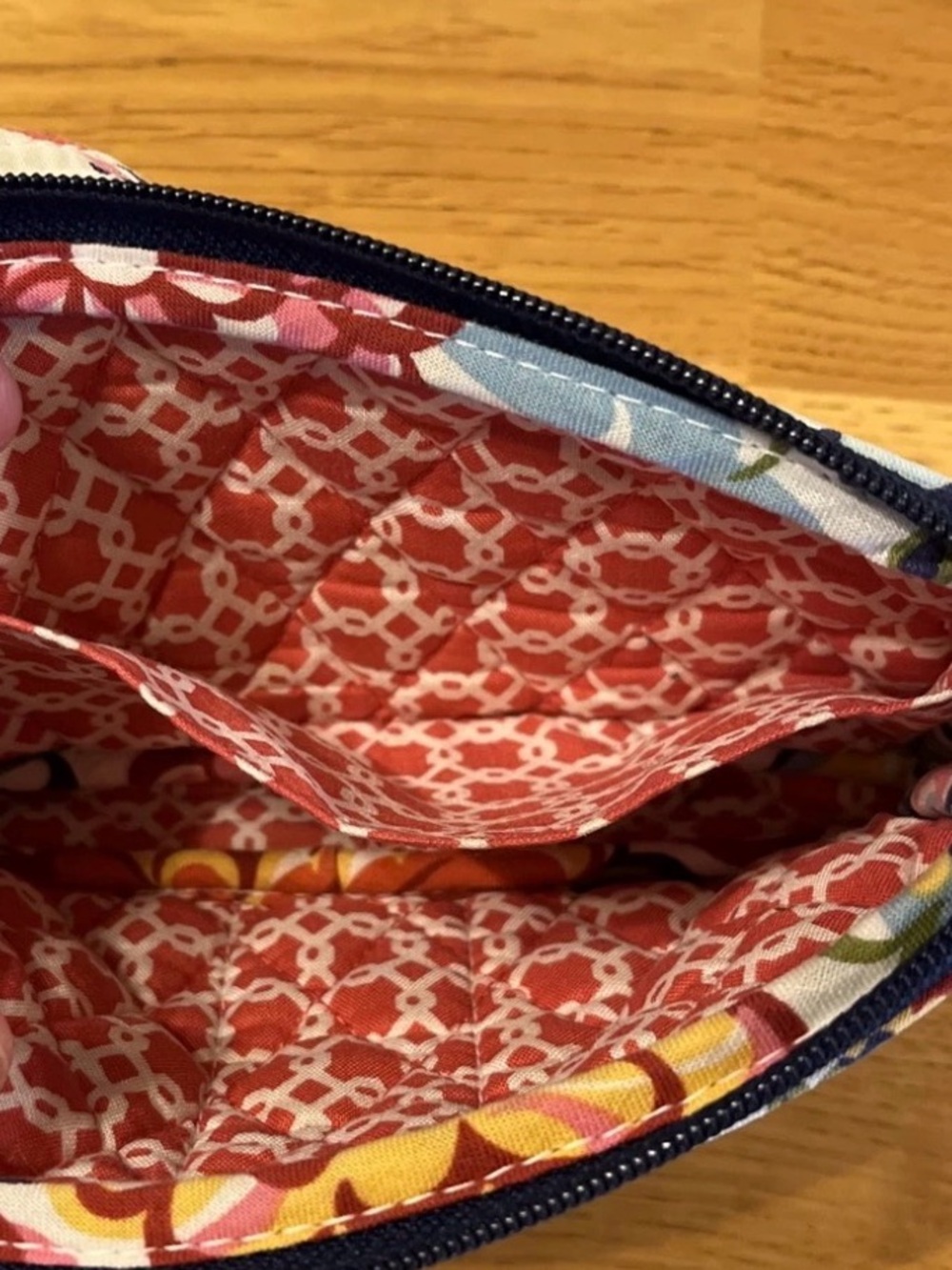 Vera Bradley Floral Quilted Wristlet Wallet Pink Blue Green Zip Pouch Retro Chic - Picture 5 of 10